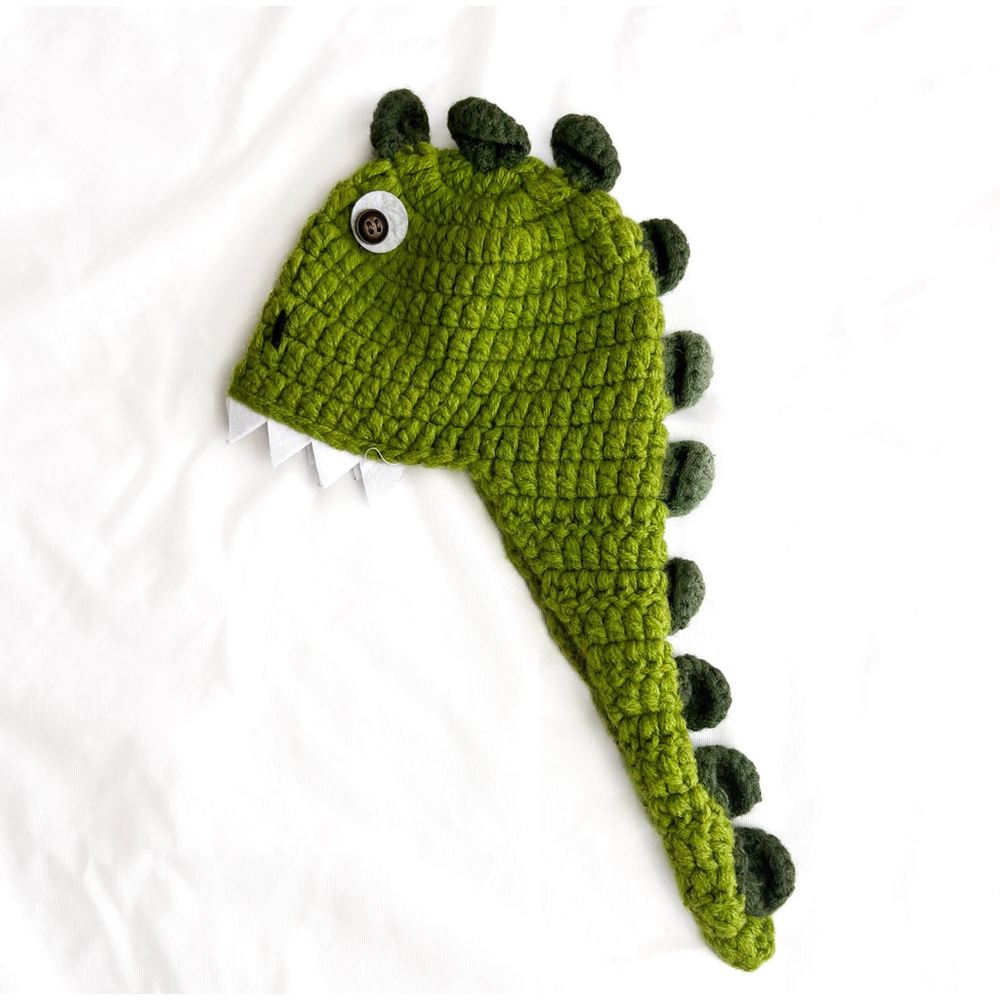 Crochet Hat Baby Dinosaur Hat With Tail Green Infant Photography Prop